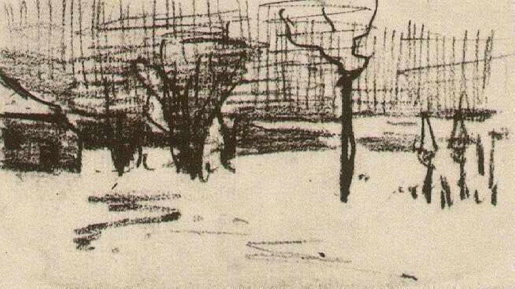 WikiOO.org - Güzel Sanatlar Ansiklopedisi - Resim, Resimler Vincent Van Gogh - Garden in the Snow