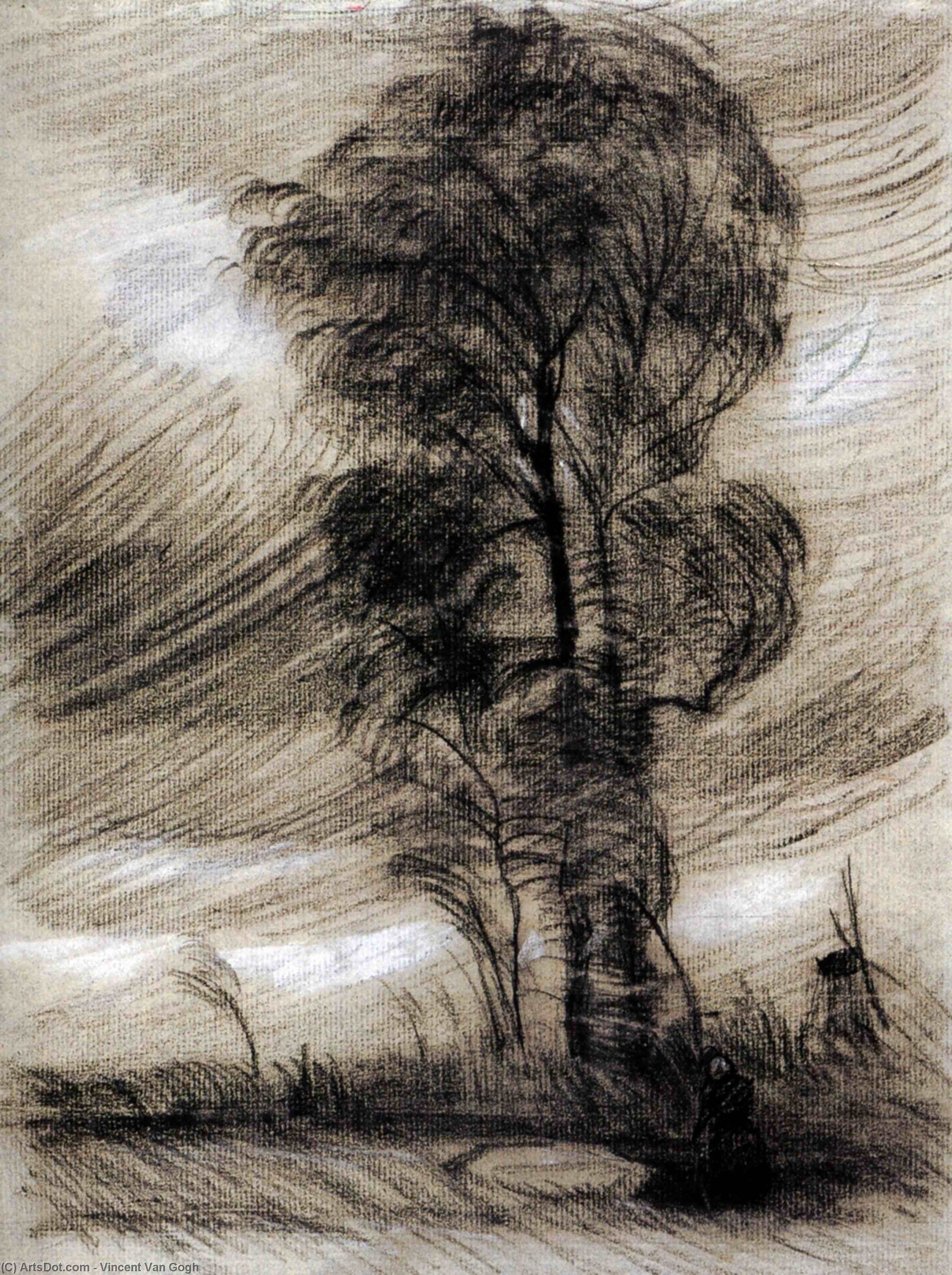 WikiOO.org - Encyclopedia of Fine Arts - Lukisan, Artwork Vincent Van Gogh - Landscape in Stormy Weather