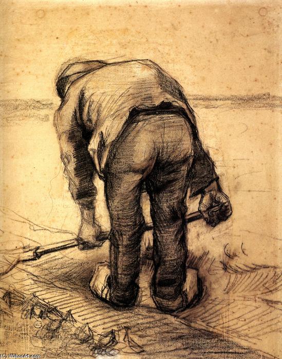 Wikoo.org - موسوعة الفنون الجميلة - اللوحة، العمل الفني Vincent Van Gogh - Peasant Lifting Beet