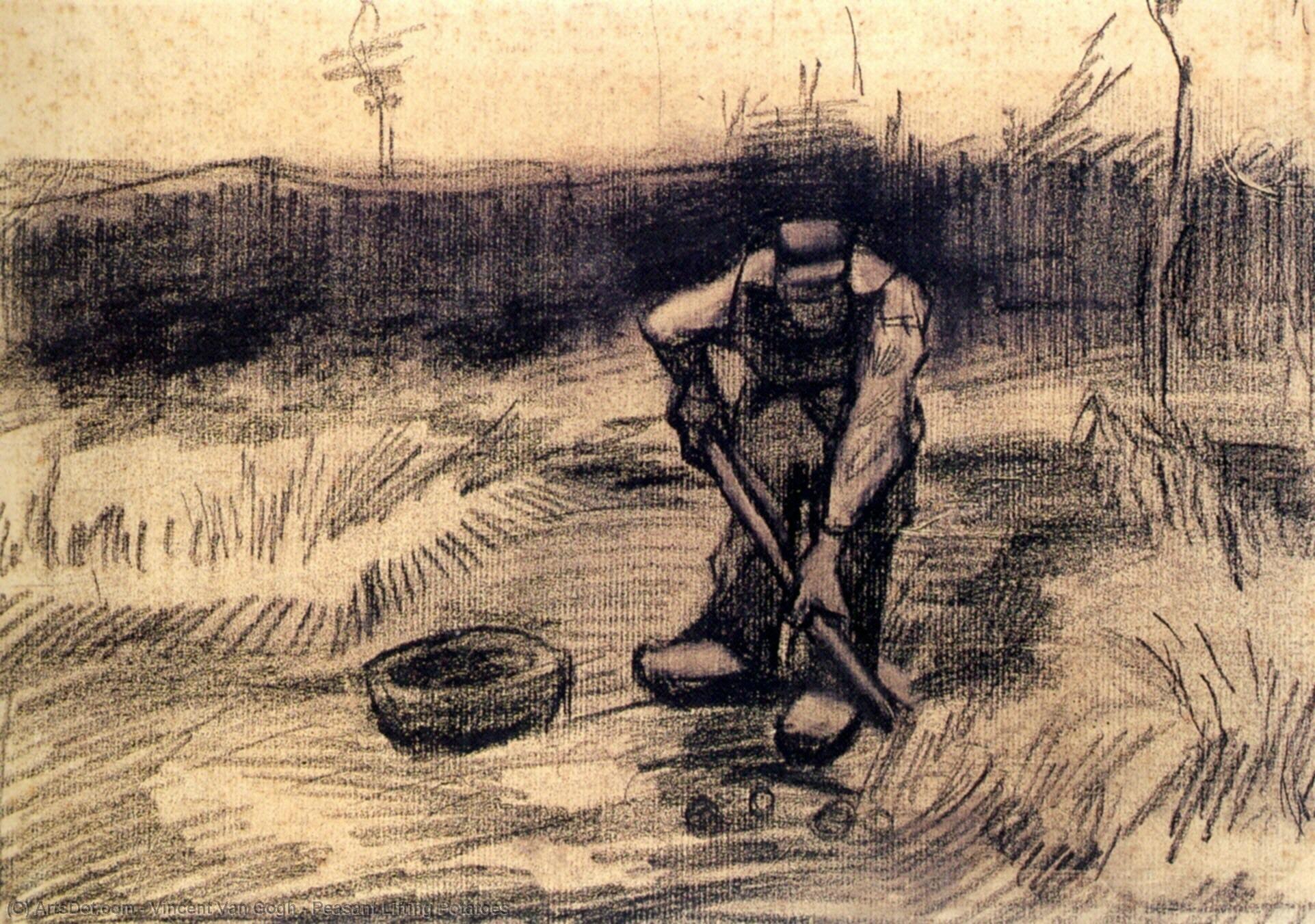 WikiOO.org - Encyclopedia of Fine Arts - Lukisan, Artwork Vincent Van Gogh - Peasant Lifting Potatoes