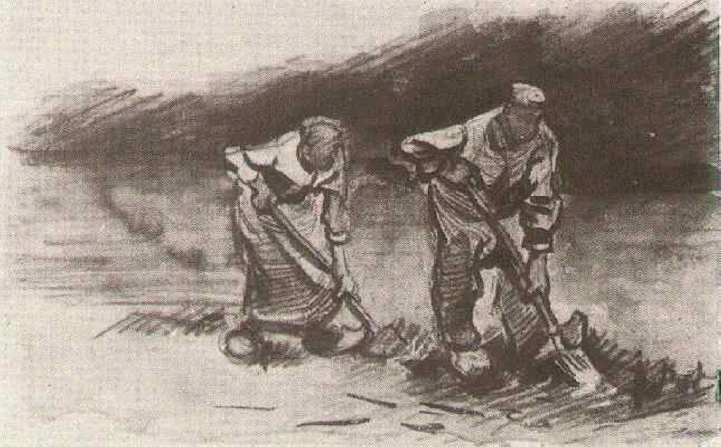Wikioo.org - The Encyclopedia of Fine Arts - Painting, Artwork by Vincent Van Gogh - Peasant Man and Woman, Digging