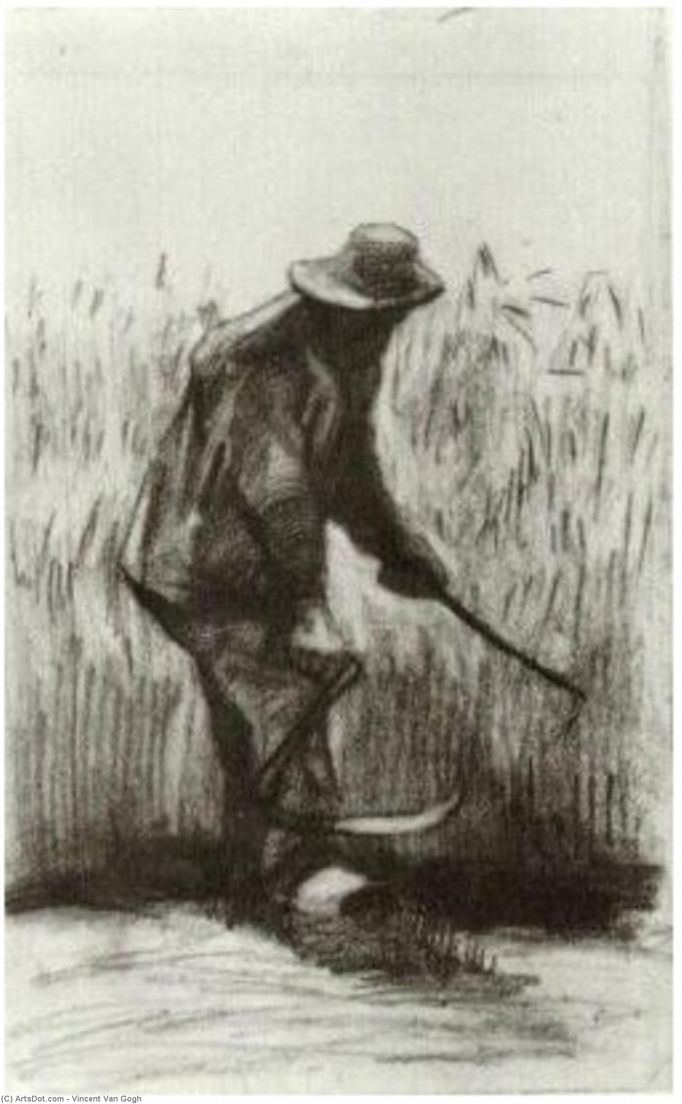 Wikioo.org - The Encyclopedia of Fine Arts - Painting, Artwork by Vincent Van Gogh - Peasant with Sickle, Seen from the Back
