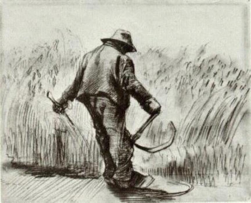 WikiOO.org - Encyclopedia of Fine Arts - Lukisan, Artwork Vincent Van Gogh - Peasant with Sickle, Seen from the Back
