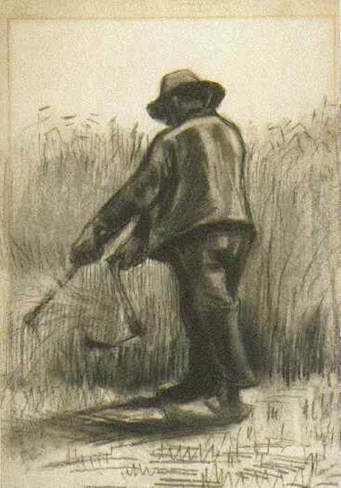 WikiOO.org - Enciklopedija likovnih umjetnosti - Slikarstvo, umjetnička djela Vincent Van Gogh - Peasant with Sickle, Seen from the Back