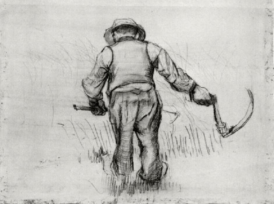 WikiOO.org - Güzel Sanatlar Ansiklopedisi - Resim, Resimler Vincent Van Gogh - Peasant with Sickle, Seen from the Back
