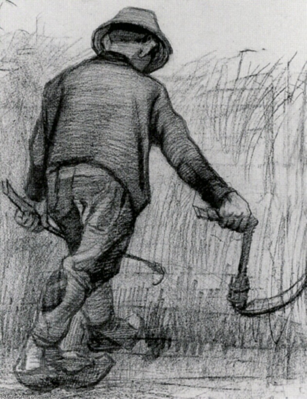 WikiOO.org - Enciklopedija likovnih umjetnosti - Slikarstvo, umjetnička djela Vincent Van Gogh - Peasant with Sickle, Seen from the Back