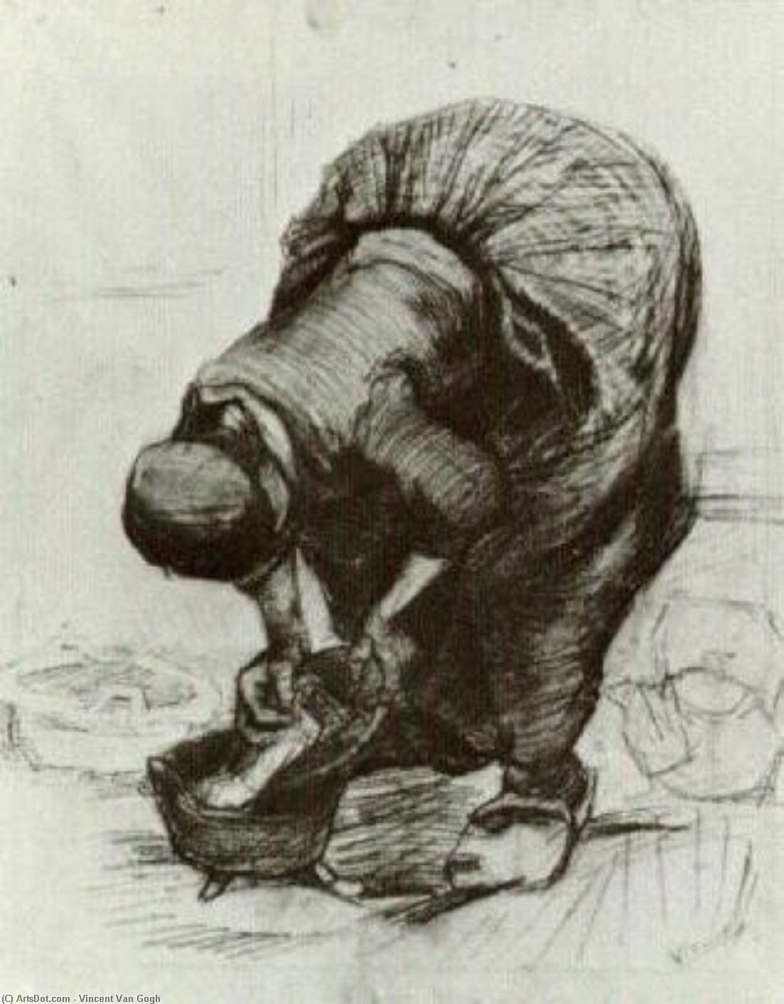 WikiOO.org - Enciklopedija likovnih umjetnosti - Slikarstvo, umjetnička djela Vincent Van Gogh - Peasant Woman at the Washtub