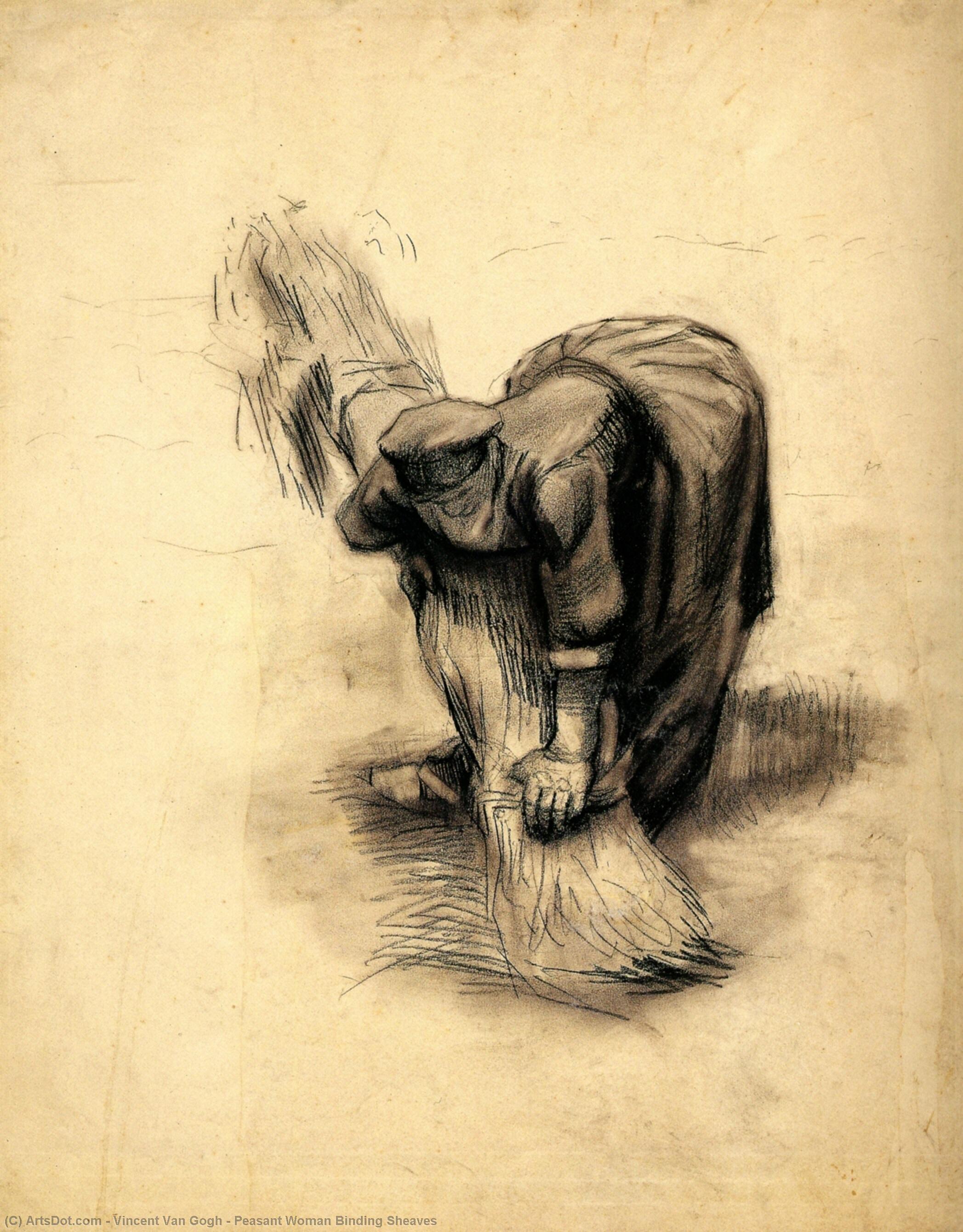 WikiOO.org - Enciclopedia of Fine Arts - Pictura, lucrări de artă Vincent Van Gogh - Peasant Woman Binding Sheaves