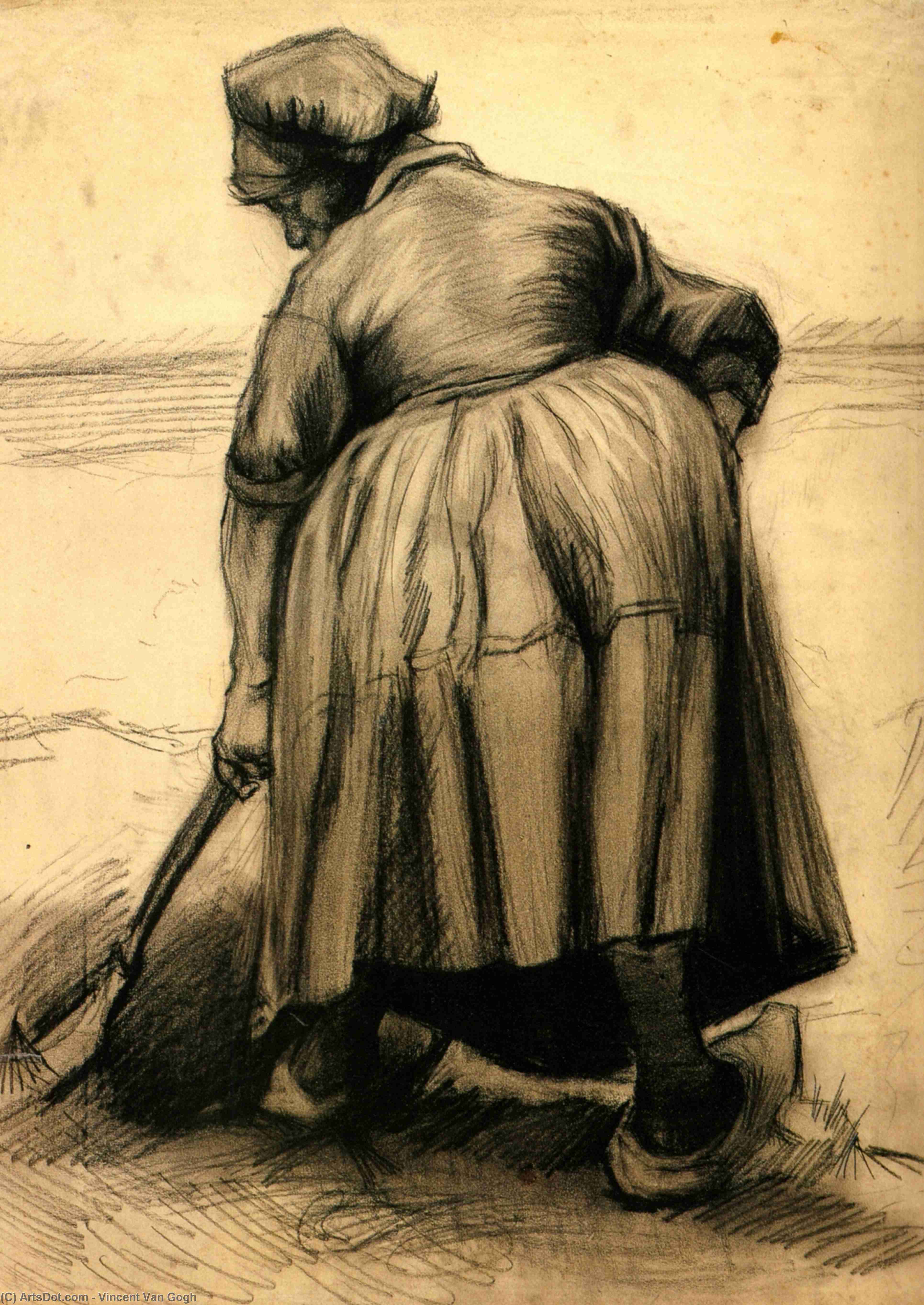 WikiOO.org - Güzel Sanatlar Ansiklopedisi - Resim, Resimler Vincent Van Gogh - Peasant Woman Digging