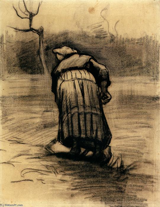 WikiOO.org - Енциклопедия за изящни изкуства - Живопис, Произведения на изкуството Vincent Van Gogh - Peasant Woman Lifting Potatoes