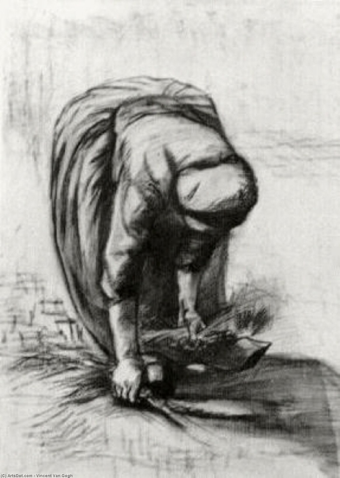 Wikioo.org - The Encyclopedia of Fine Arts - Painting, Artwork by Vincent Van Gogh - Peasant Woman Stooping and Gleaning
