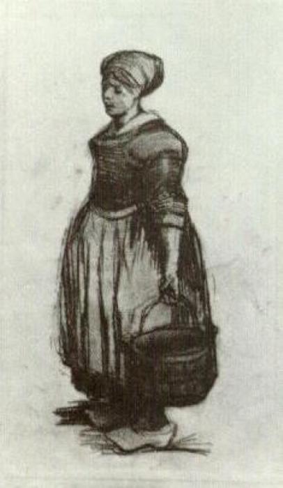 WikiOO.org - Güzel Sanatlar Ansiklopedisi - Resim, Resimler Vincent Van Gogh - Peasant Woman with a Bucket