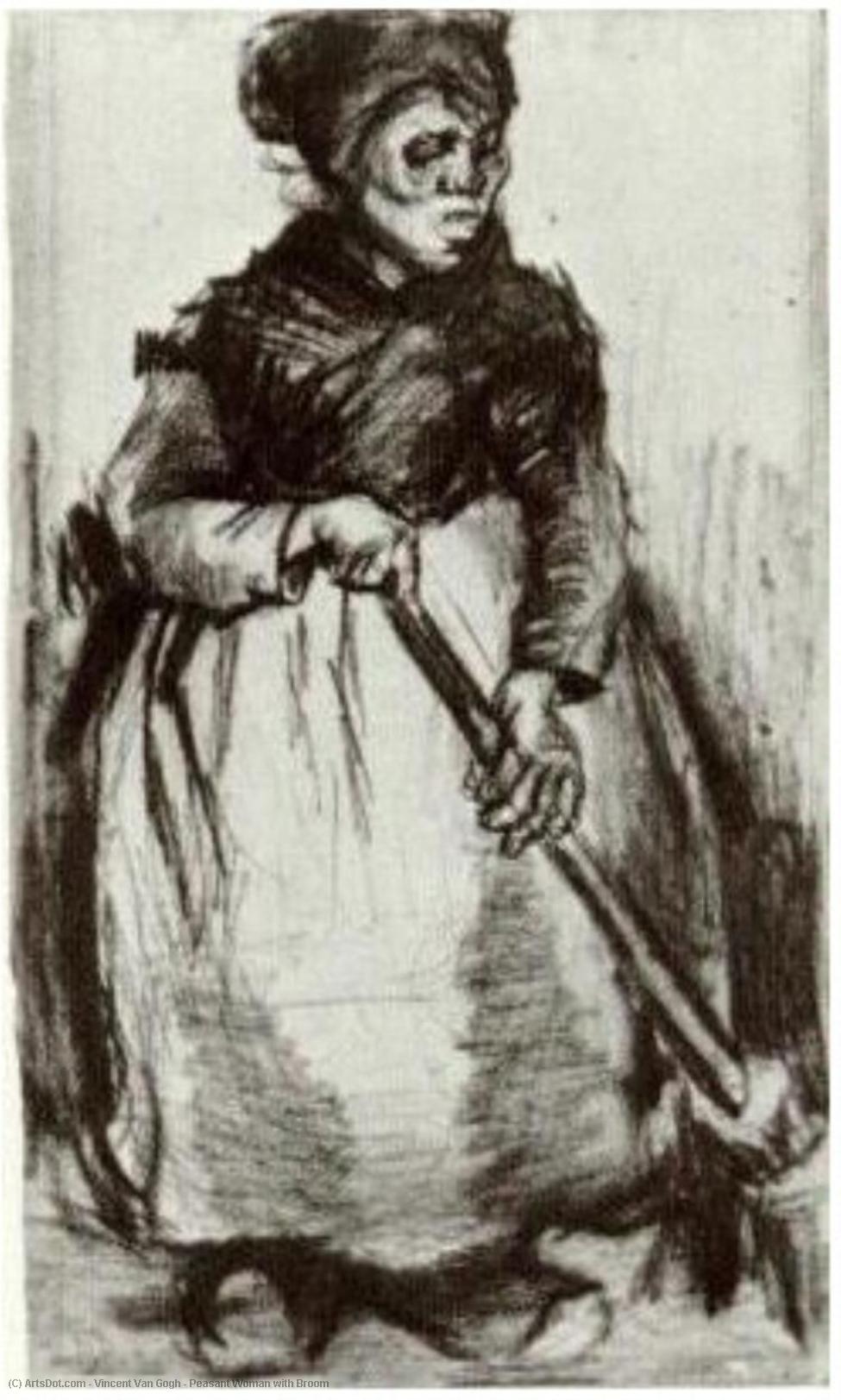 Wikioo.org – La Enciclopedia de las Bellas Artes - Pintura, Obras de arte de Vincent Van Gogh - mujer campesina enestado  escoba