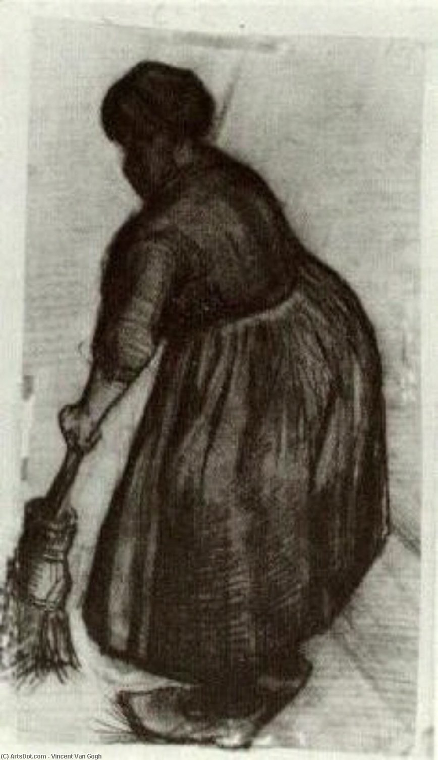 Wikioo.org - The Encyclopedia of Fine Arts - Painting, Artwork by Vincent Van Gogh - Peasant Woman with Broom