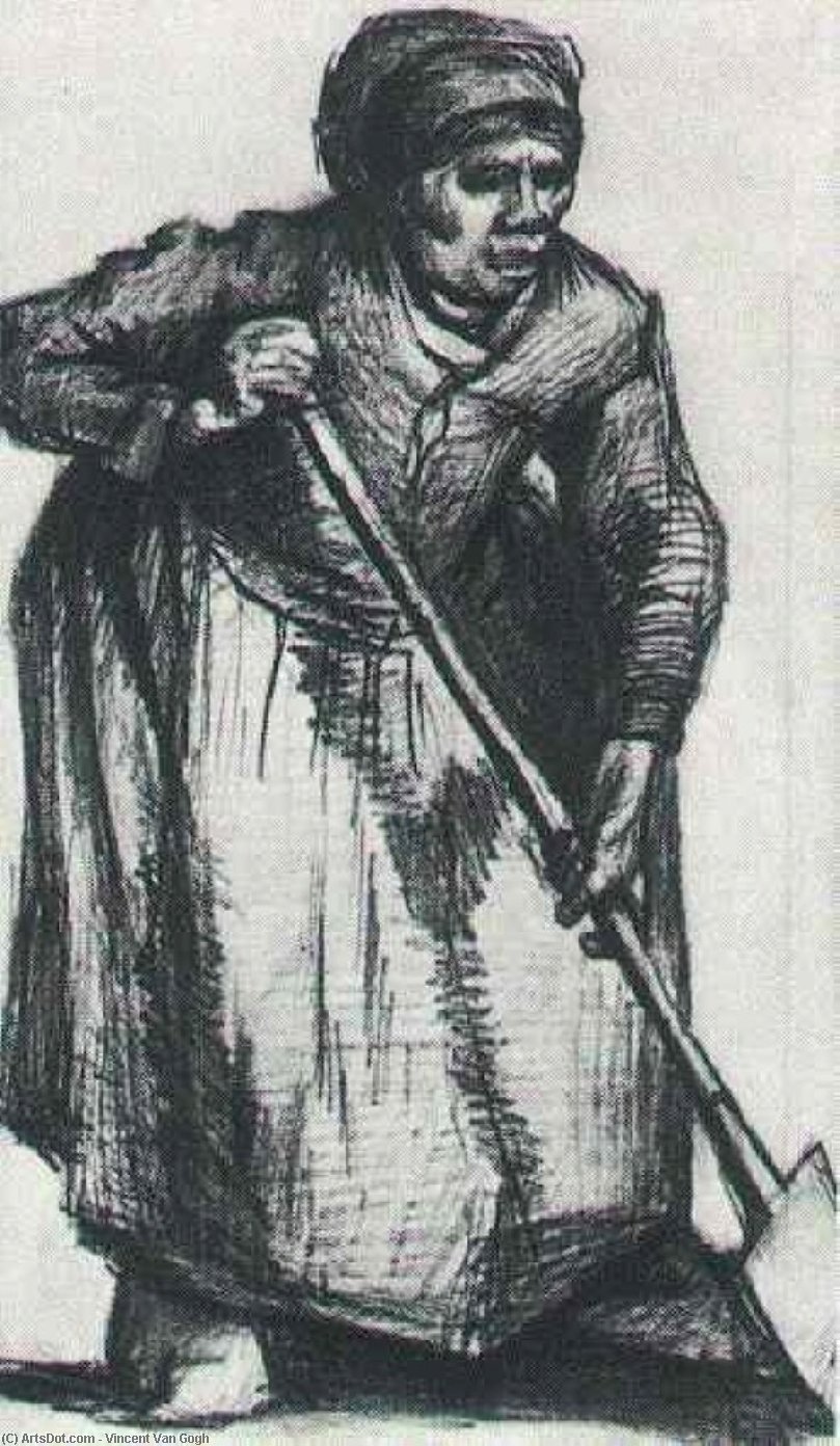 WikiOO.org - Encyclopedia of Fine Arts - Lukisan, Artwork Vincent Van Gogh - Peasant Woman with Spade