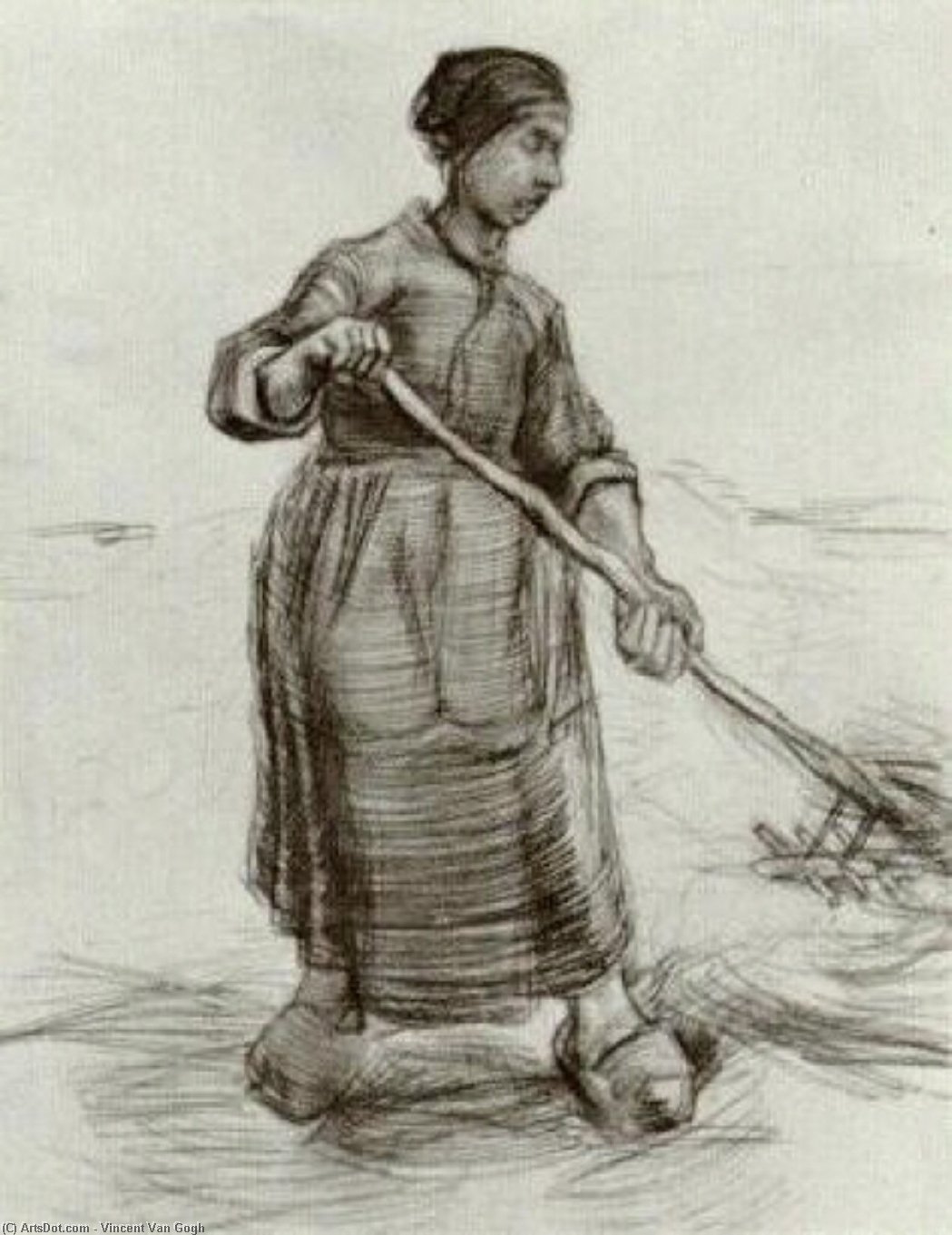 WikiOO.org - Encyclopedia of Fine Arts - Lukisan, Artwork Vincent Van Gogh - Peasant Woman, Pitching Wheat or Hay
