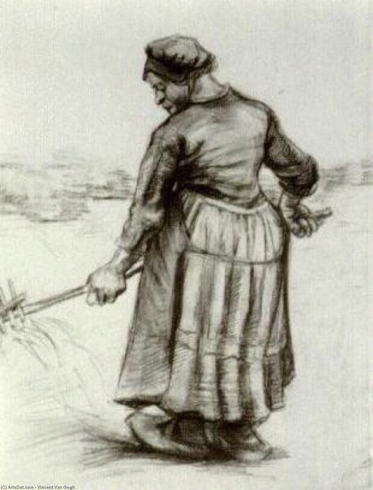 WikiOO.org - Encyclopedia of Fine Arts - Lukisan, Artwork Vincent Van Gogh - Peasant Woman, Pitching Wheat or Hay