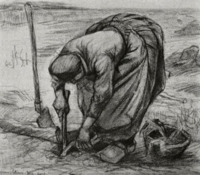WikiOO.org - Енциклопедия за изящни изкуства - Живопис, Произведения на изкуството Vincent Van Gogh - Peasant Woman, Planting Beets