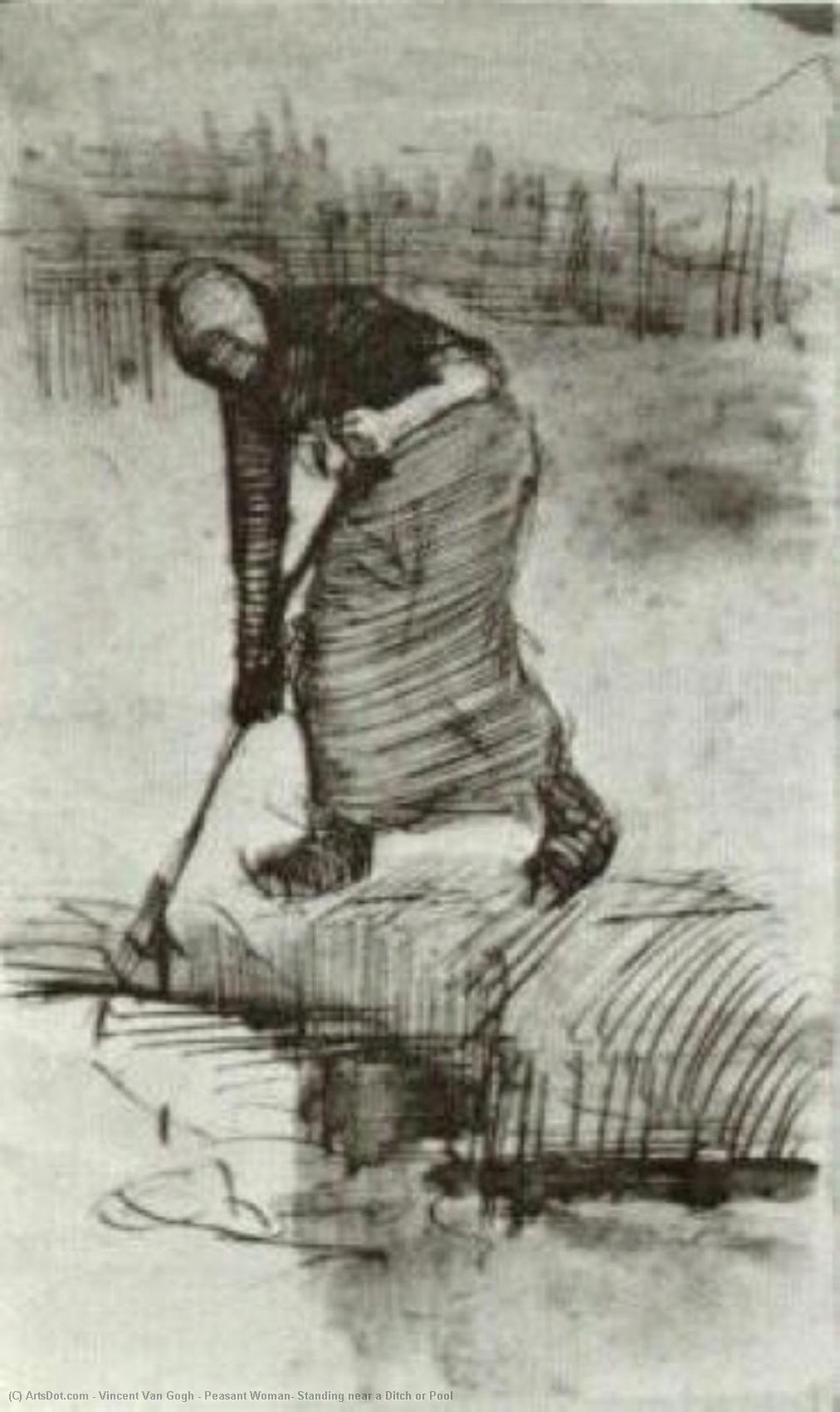 Wikioo.org - The Encyclopedia of Fine Arts - Painting, Artwork by Vincent Van Gogh - Peasant Woman, Standing near a Ditch or Pool
