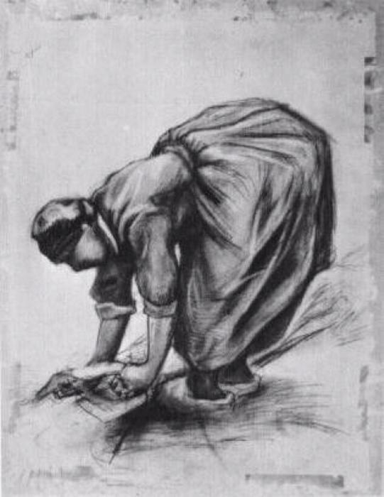 Wikioo.org - The Encyclopedia of Fine Arts - Painting, Artwork by Vincent Van Gogh - Peasant Woman, Stooping