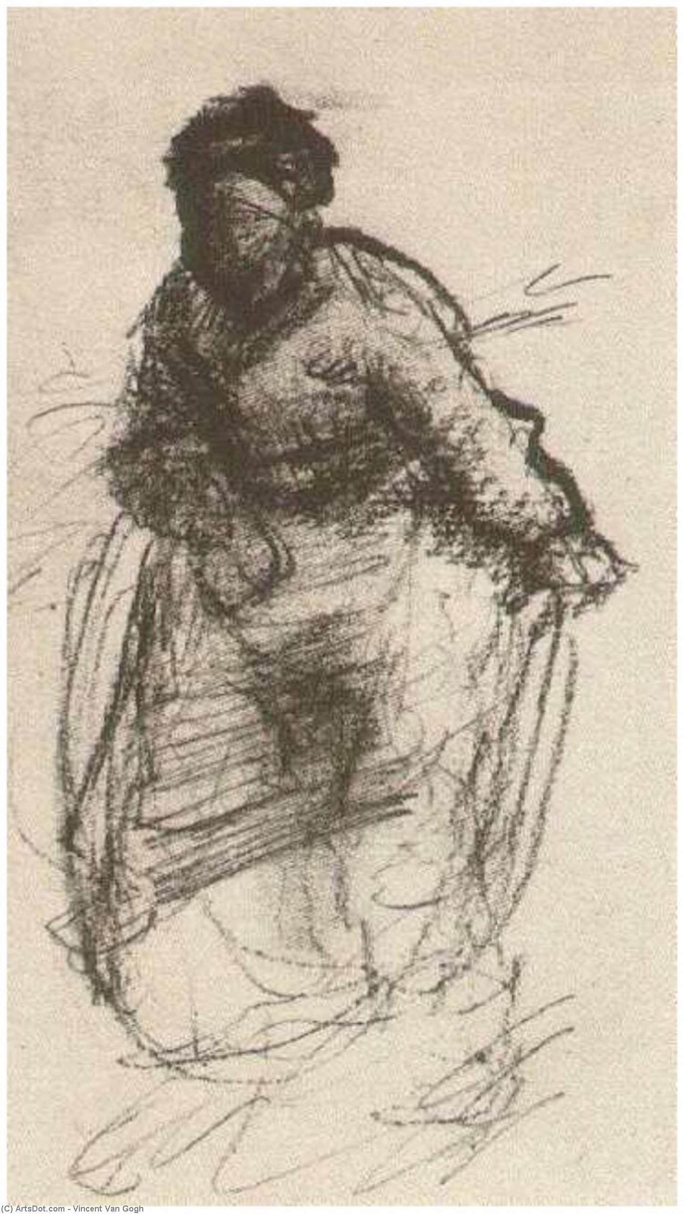 Wikioo.org - Encyklopedia Sztuk Pięknych - Malarstwo, Grafika Vincent Van Gogh - Peasant Woman, Walking