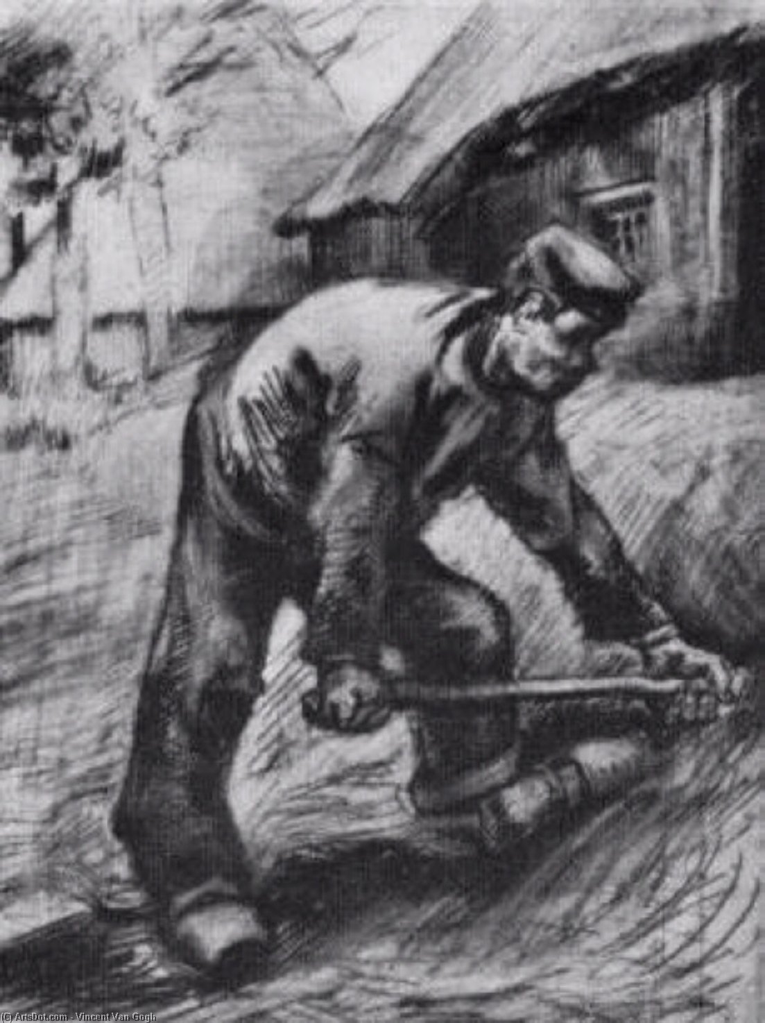 Wikoo.org - موسوعة الفنون الجميلة - اللوحة، العمل الفني Vincent Van Gogh - Peasant, Chopping