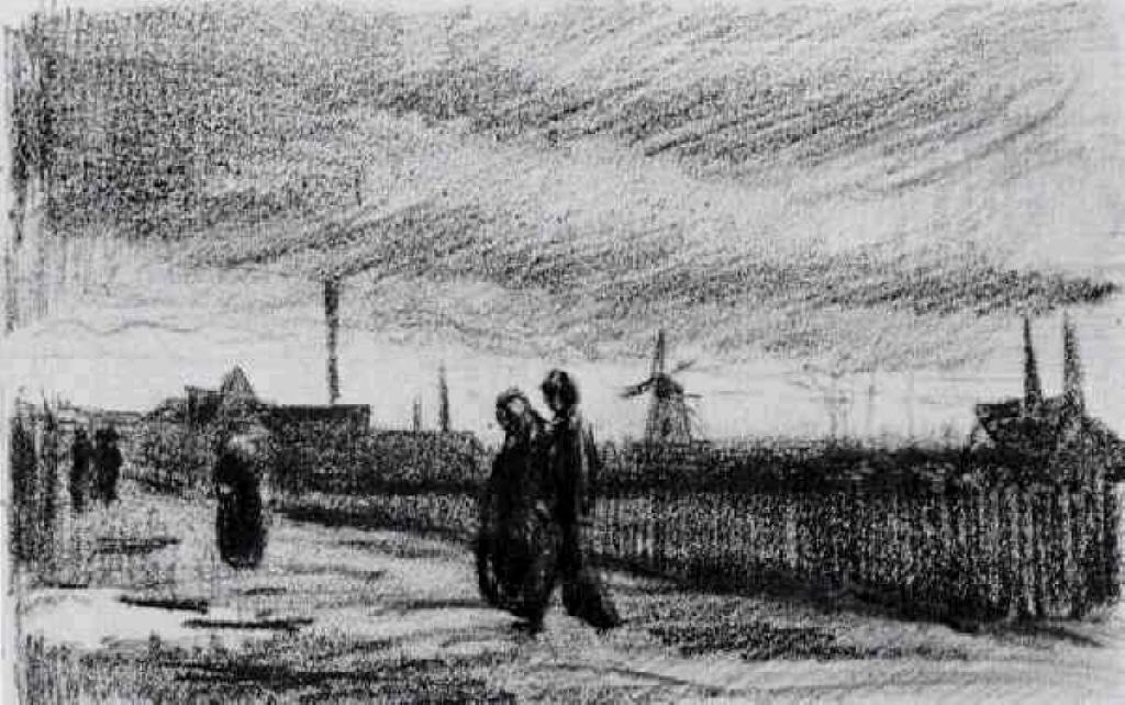 WikiOO.org - Enciclopedia of Fine Arts - Pictura, lucrări de artă Vincent Van Gogh - People Walking in Eindhoven