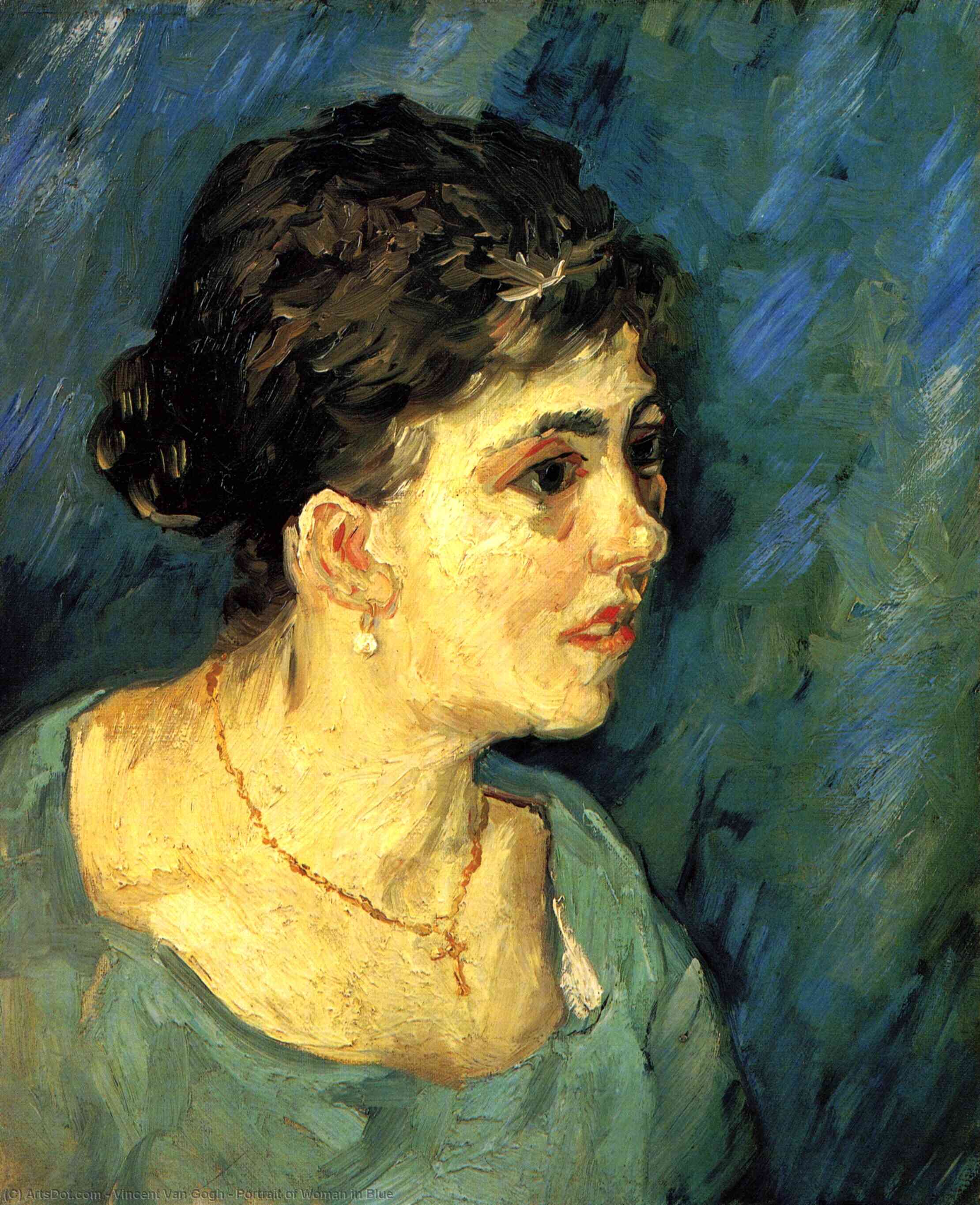 Wikioo.org - The Encyclopedia of Fine Arts - Painting, Artwork by Vincent Van Gogh - Portrait of Woman in Blue