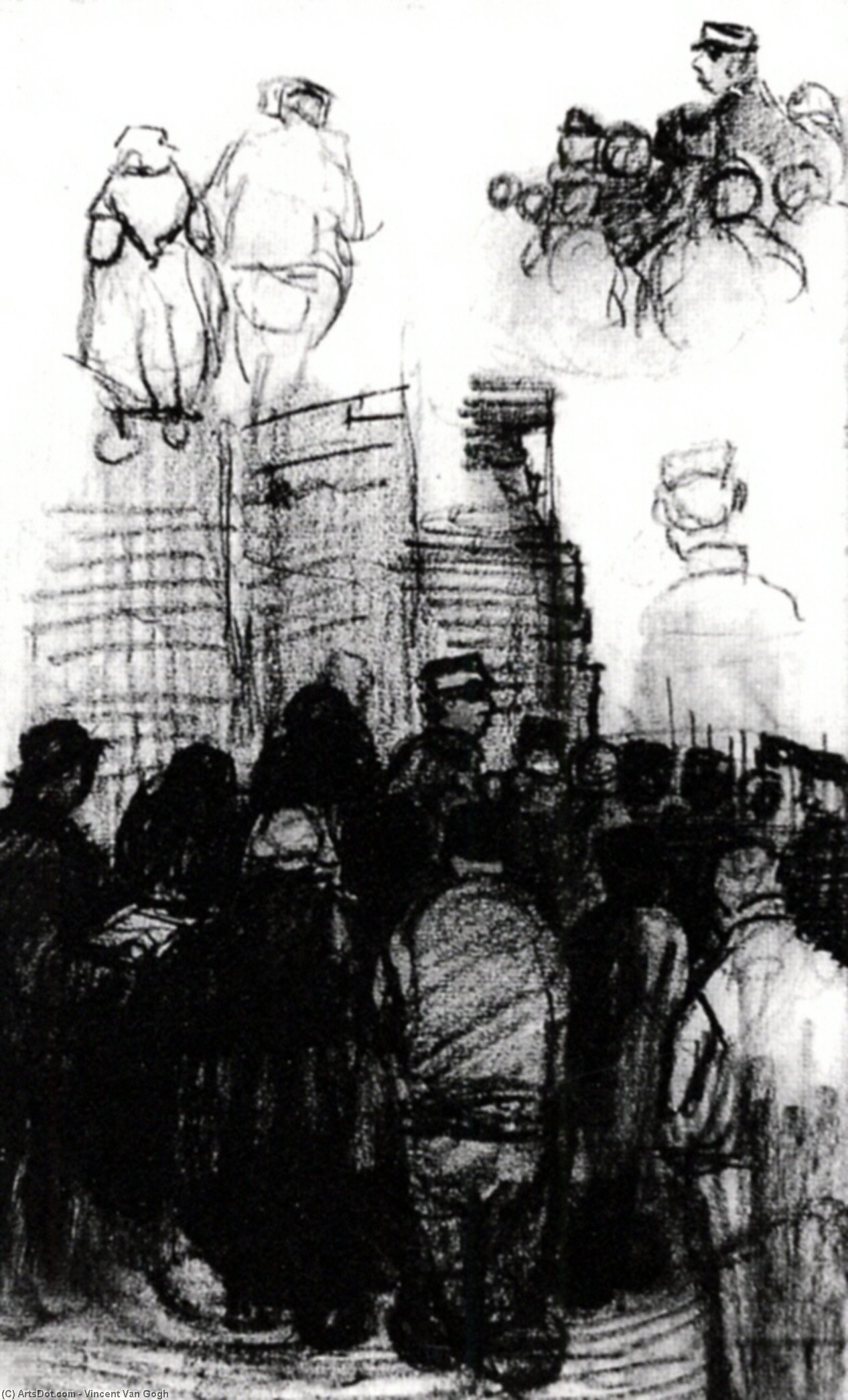 Wikioo.org - The Encyclopedia of Fine Arts - Painting, Artwork by Vincent Van Gogh - Sketches for the Drawing of an Auction