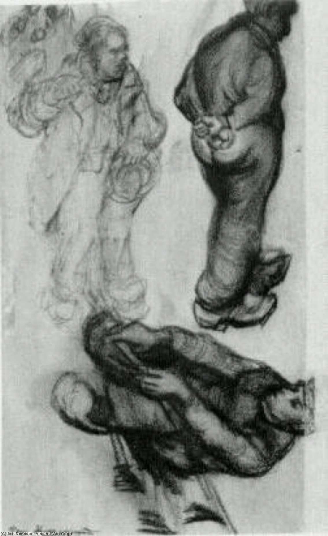 WikiOO.org - Güzel Sanatlar Ansiklopedisi - Resim, Resimler Vincent Van Gogh - Study of Three Peasants, One Sitting