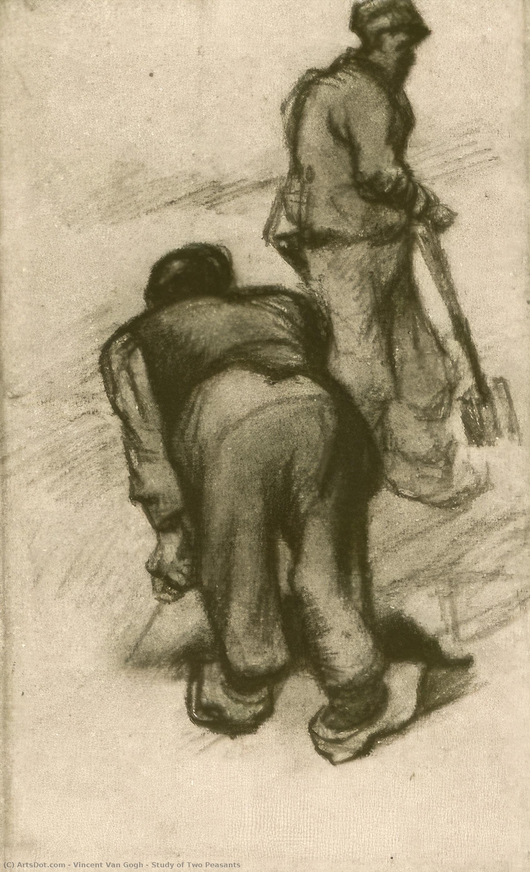 WikiOO.org - Encyclopedia of Fine Arts - Lukisan, Artwork Vincent Van Gogh - Study of Two Peasants