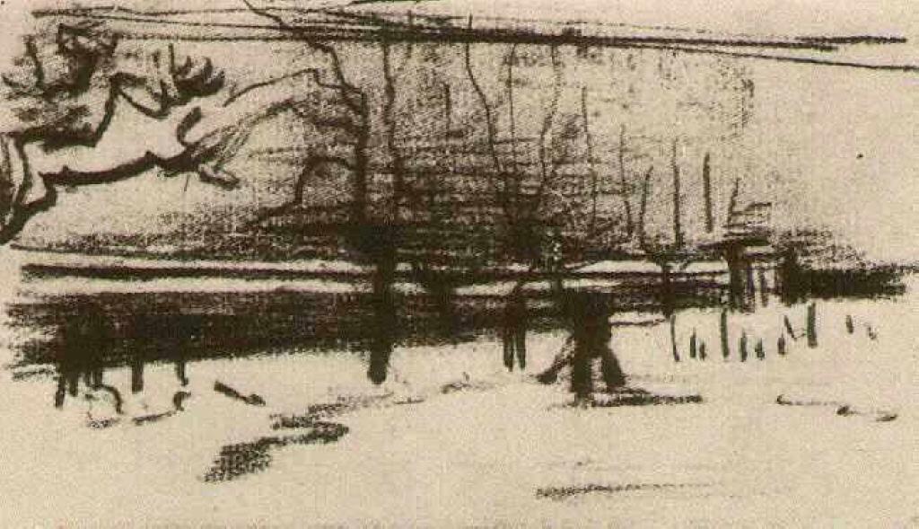WikiOO.org - Енциклопедия за изящни изкуства - Живопис, Произведения на изкуството Vincent Van Gogh - The Parsonage Garden in the Snow