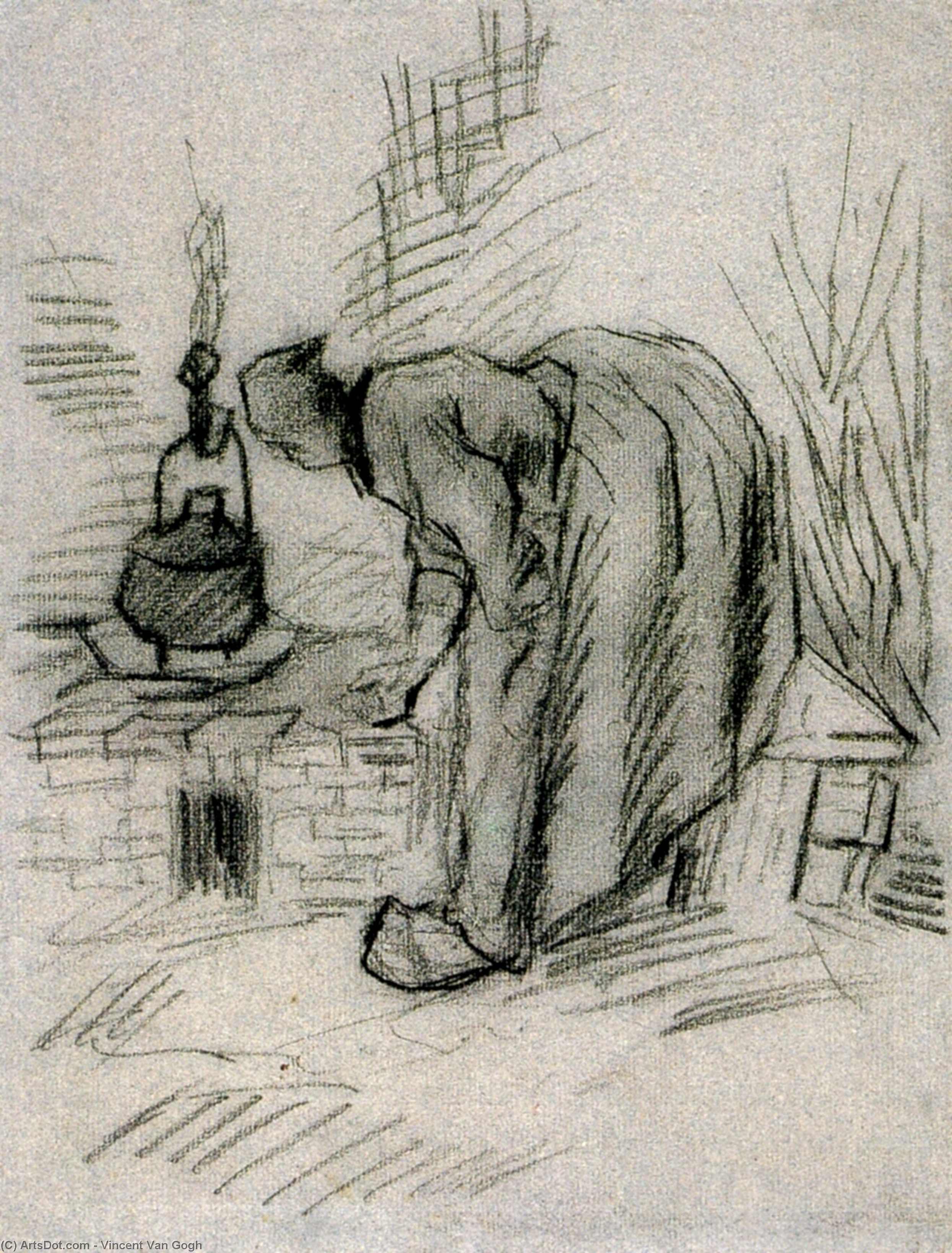 WikiOO.org - Enciclopedia of Fine Arts - Pictura, lucrări de artă Vincent Van Gogh - Woman by a Hearth
