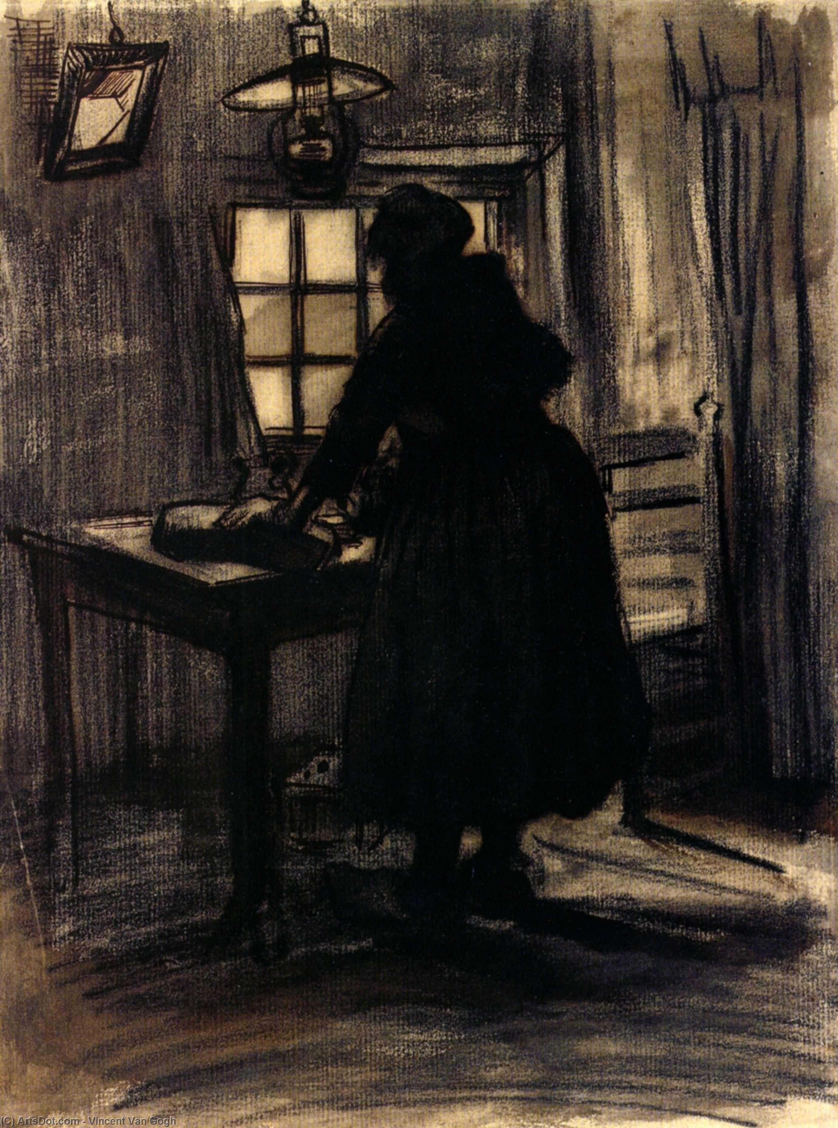 WikiOO.org - Encyclopedia of Fine Arts - Lukisan, Artwork Vincent Van Gogh - Woman Cutting Bread