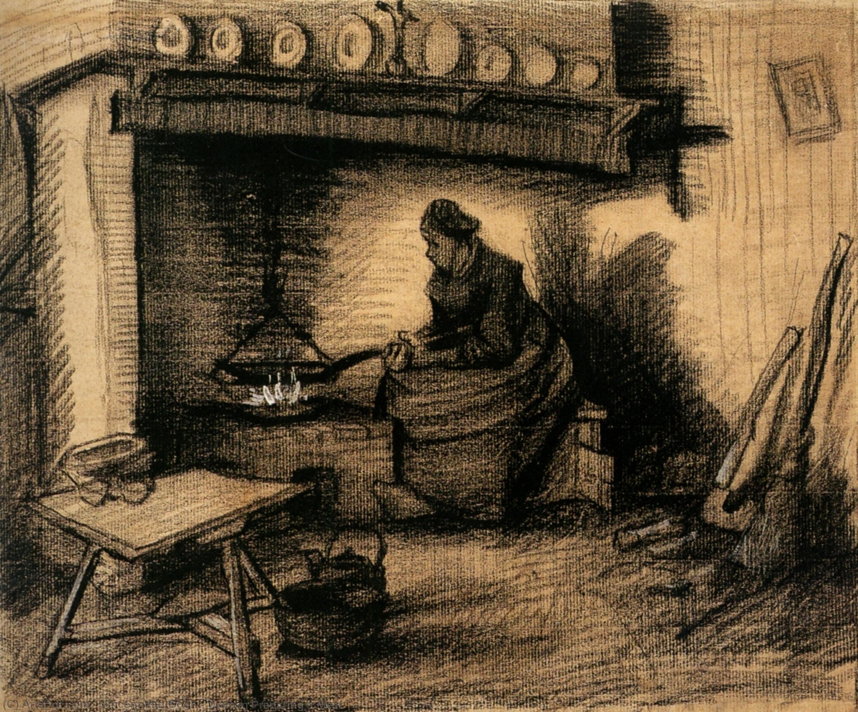 Wikioo.org - The Encyclopedia of Fine Arts - Painting, Artwork by Vincent Van Gogh - Woman Preparing a Meal