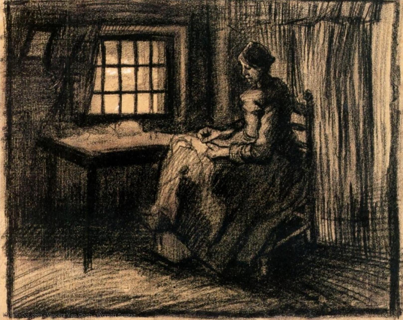 WikiOO.org - Güzel Sanatlar Ansiklopedisi - Resim, Resimler Vincent Van Gogh - Woman Sewing