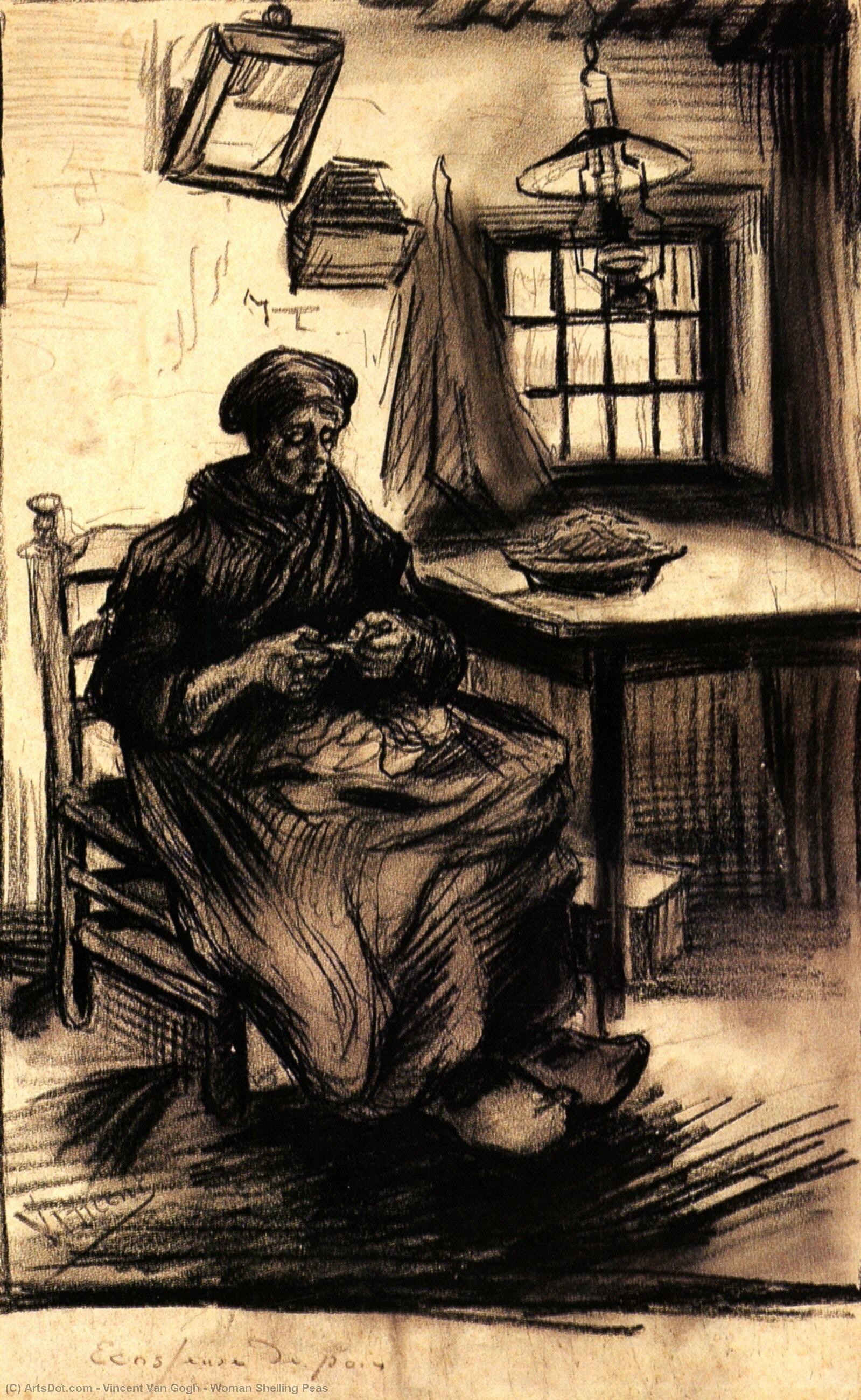 WikiOO.org - Encyclopedia of Fine Arts - Lukisan, Artwork Vincent Van Gogh - Woman Shelling Peas