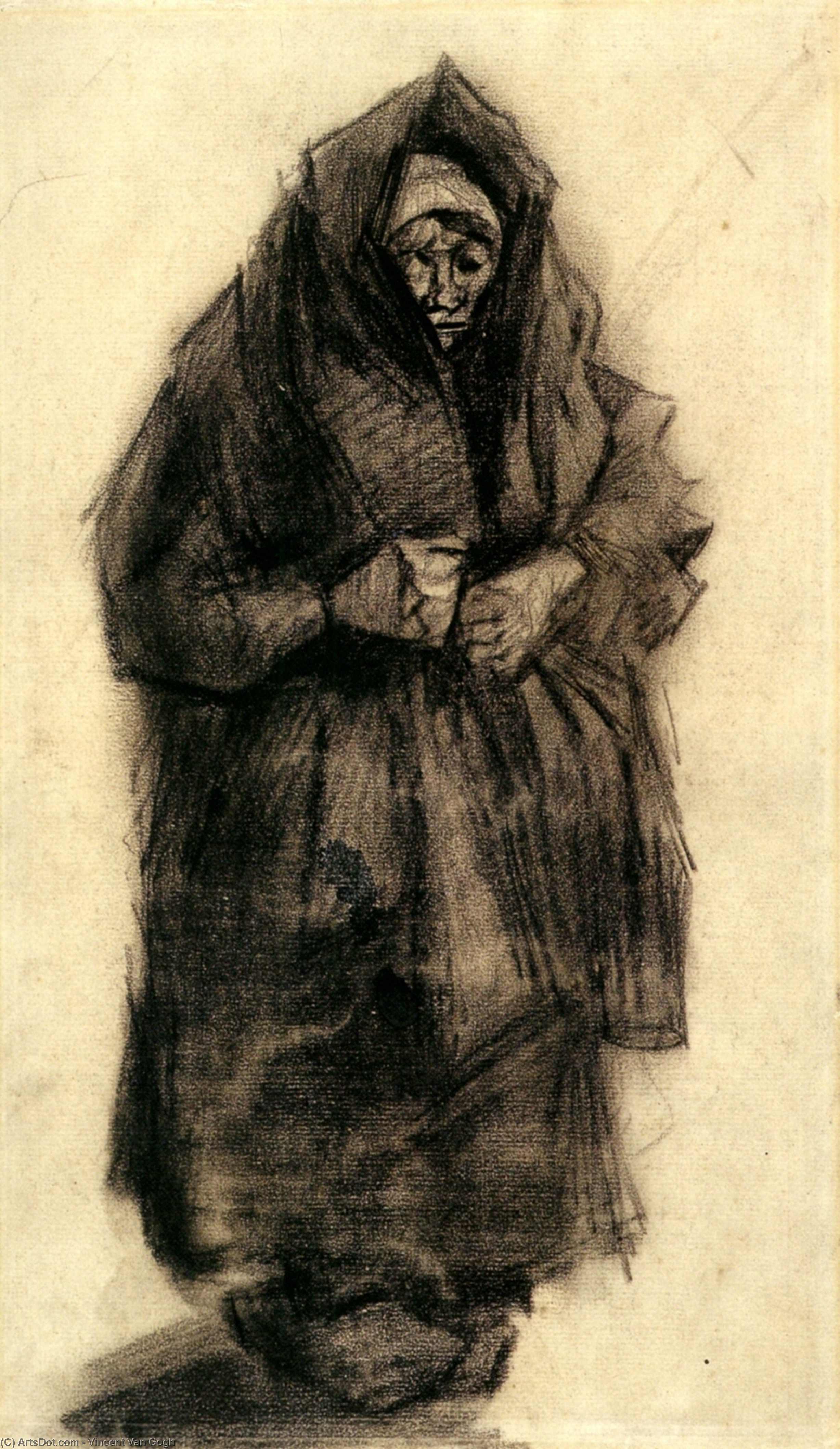 WikiOO.org - Enciklopedija likovnih umjetnosti - Slikarstvo, umjetnička djela Vincent Van Gogh - Woman with a Mourning Shawl