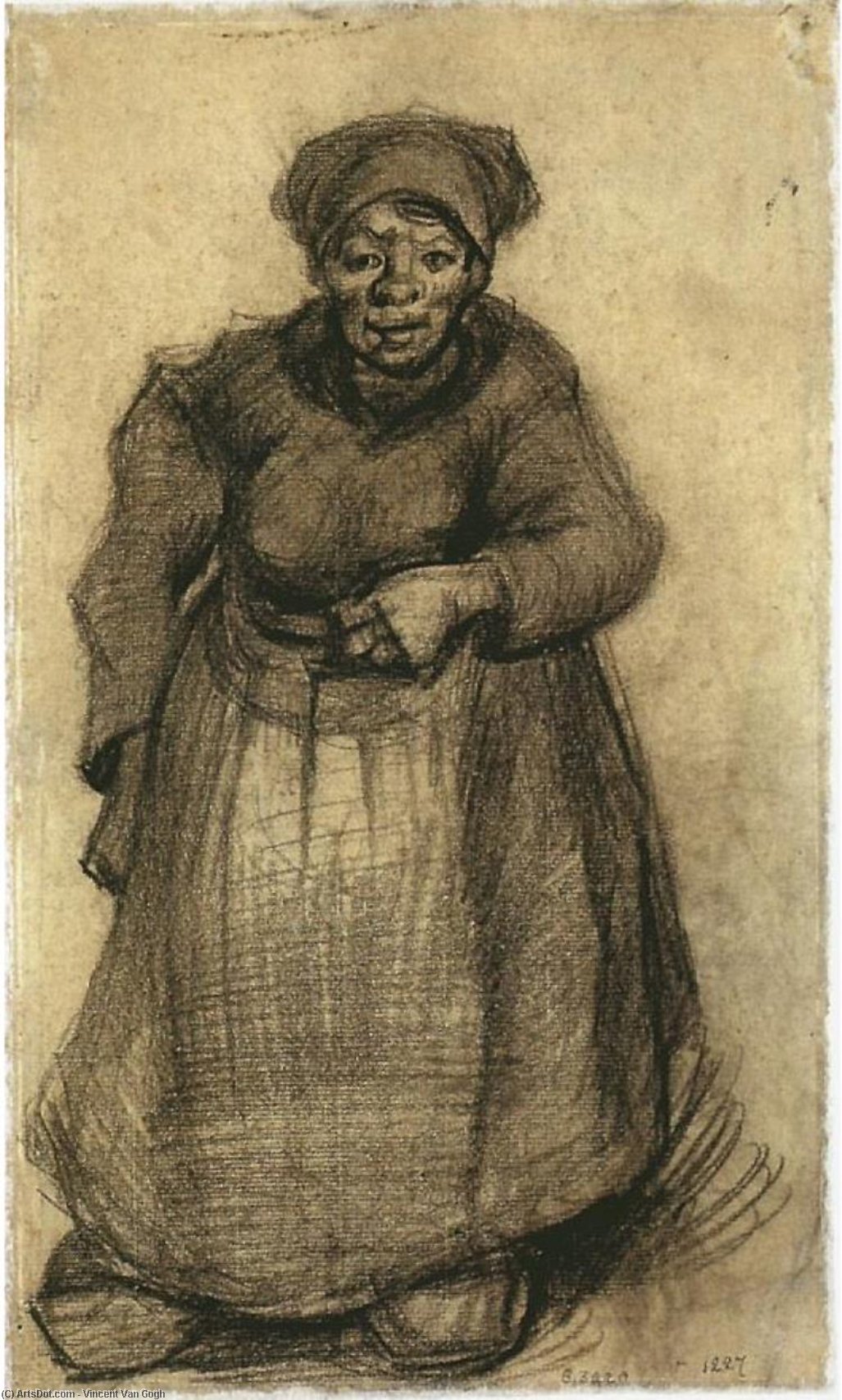 Wikioo.org - The Encyclopedia of Fine Arts - Painting, Artwork by Vincent Van Gogh - Woman with Her Left Arm Raised