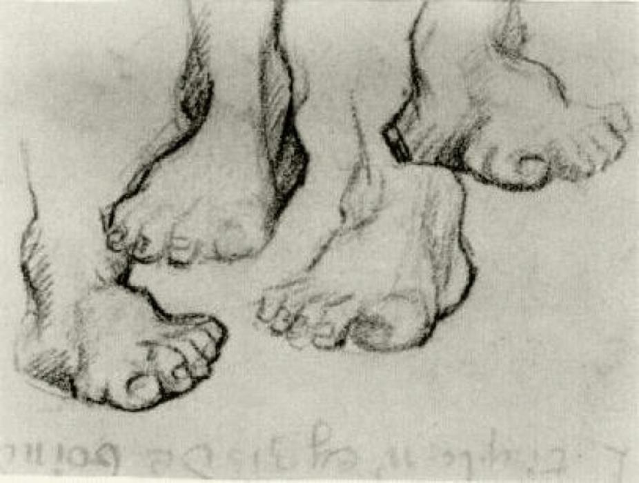Wikioo.org - Die Enzyklopädie bildender Kunst - Malerei, Kunstwerk von Vincent Van Gogh - sich vier Umrisszeichnungen von ein Basis