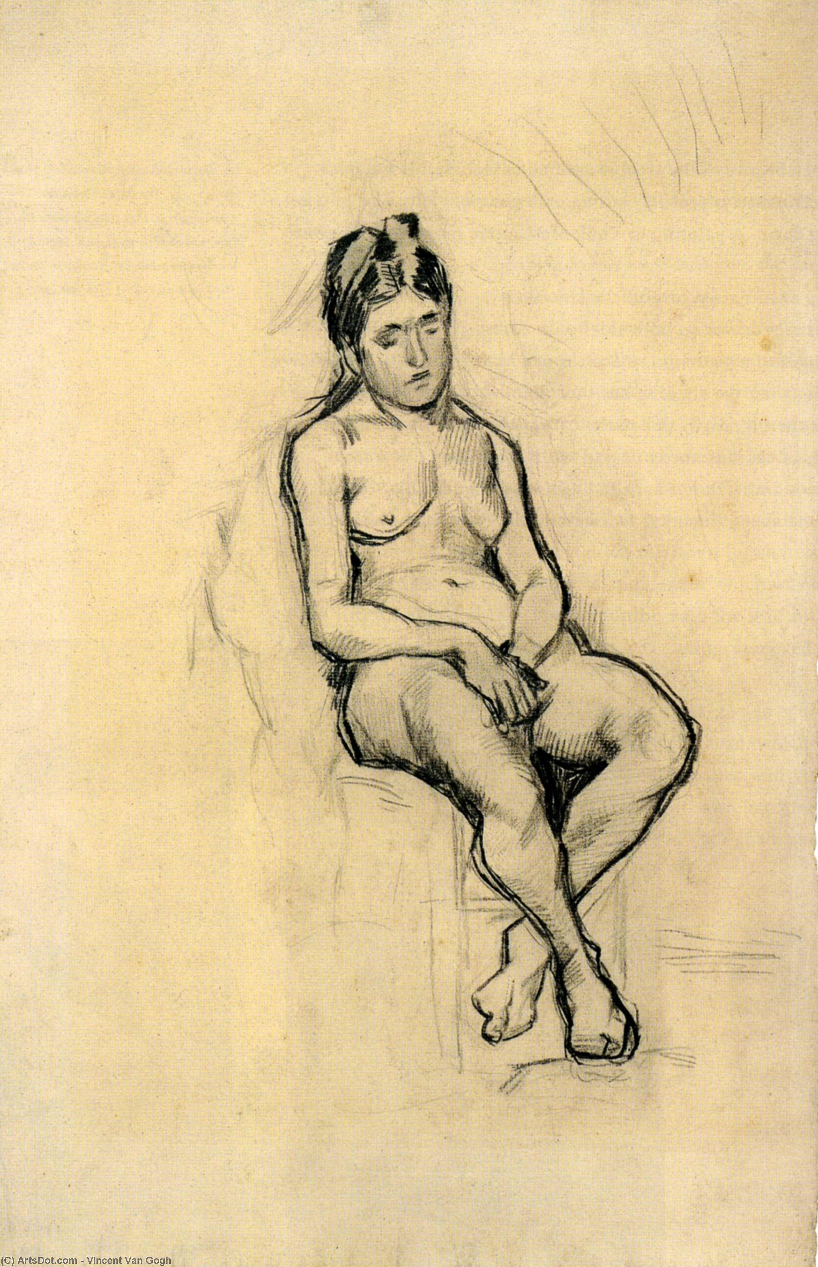 WikiOO.org - Encyclopedia of Fine Arts - Lukisan, Artwork Vincent Van Gogh - Seated Female Nude