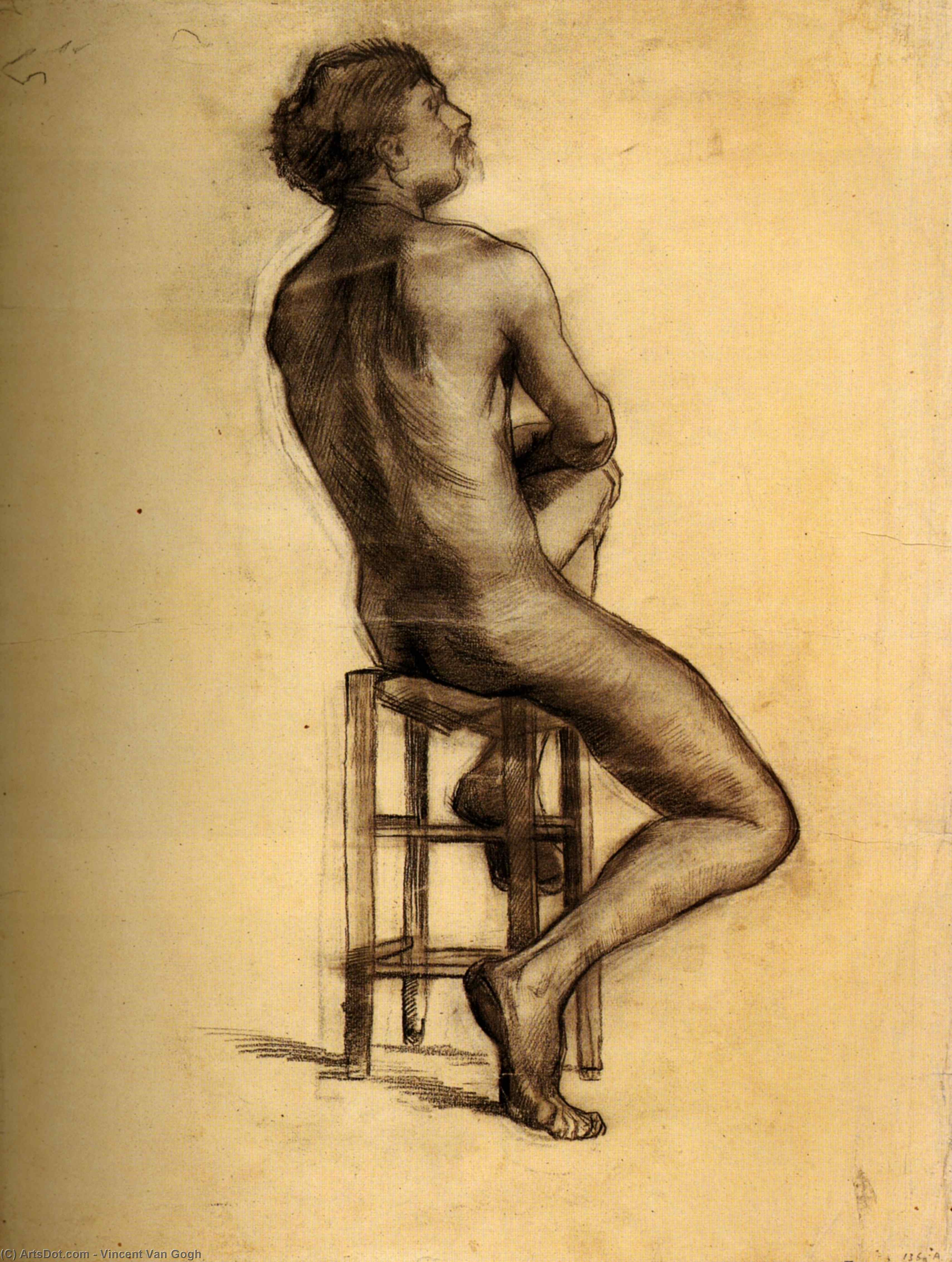 WikiOO.org - Encyclopedia of Fine Arts - Lukisan, Artwork Vincent Van Gogh - Seated Male Nude Seen from the Back
