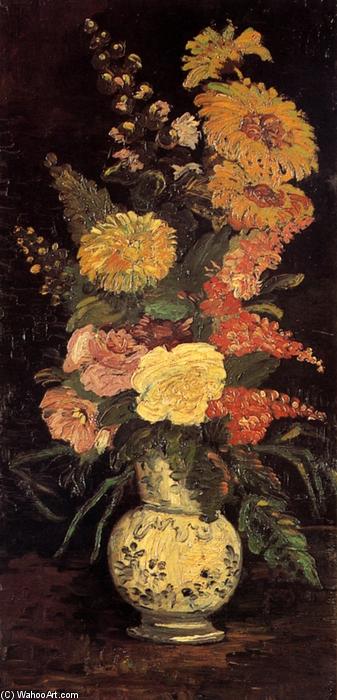 Wikioo.org - The Encyclopedia of Fine Arts - Painting, Artwork by Vincent Van Gogh - Vase with Asters, Salvia and Other Flowers