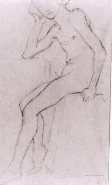 WikiOO.org - אנציקלופדיה לאמנויות יפות - ציור, יצירות אמנות Vincent Van Gogh - Seated Nude after Bargues