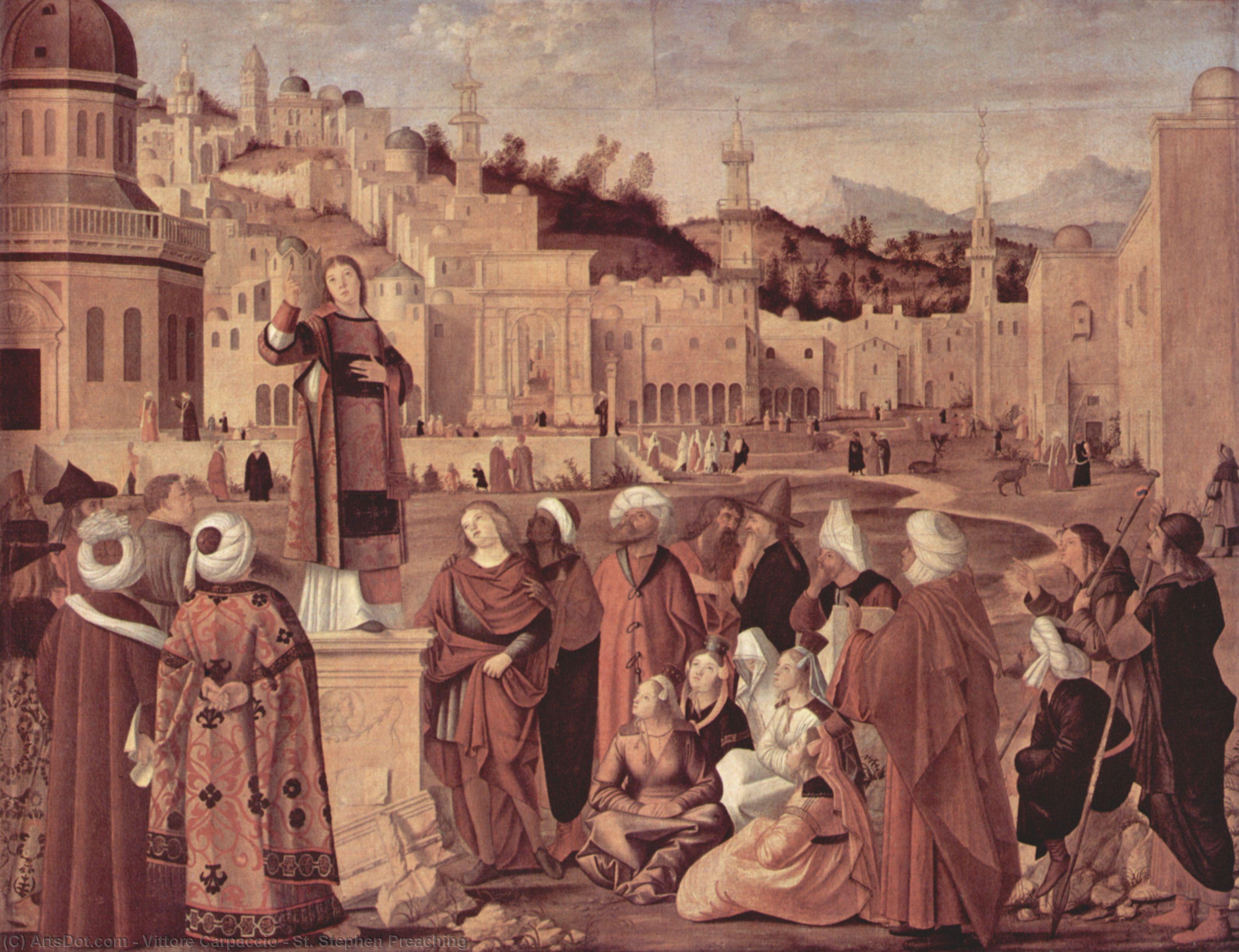 Wikioo.org - The Encyclopedia of Fine Arts - Painting, Artwork by Vittore Carpaccio - St. Stephen Preaching