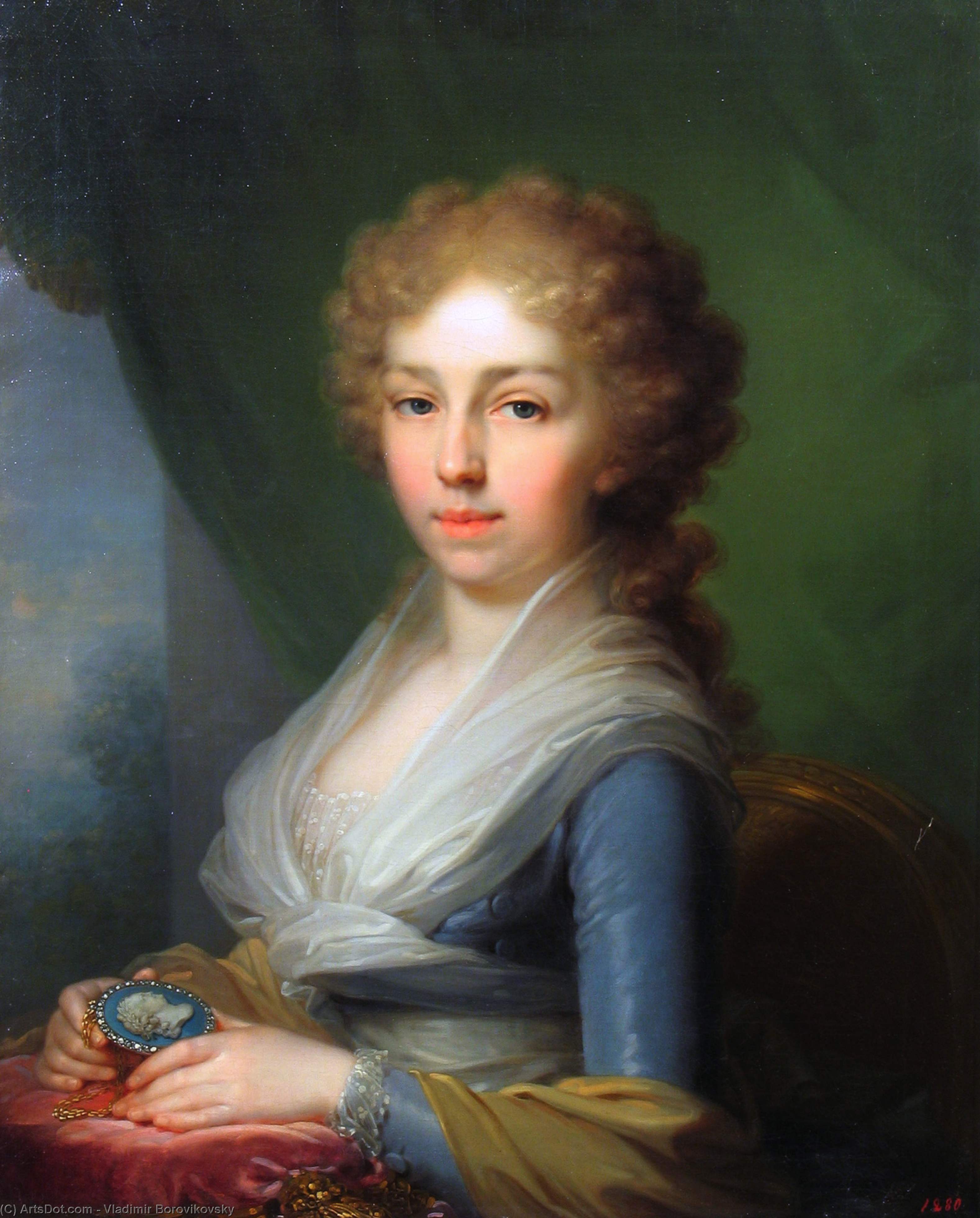 Wikioo.org - The Encyclopedia of Fine Arts - Painting, Artwork by Vladimir Lukich Borovikovsky - Portrait of Empress Elisabeth Alexeievna