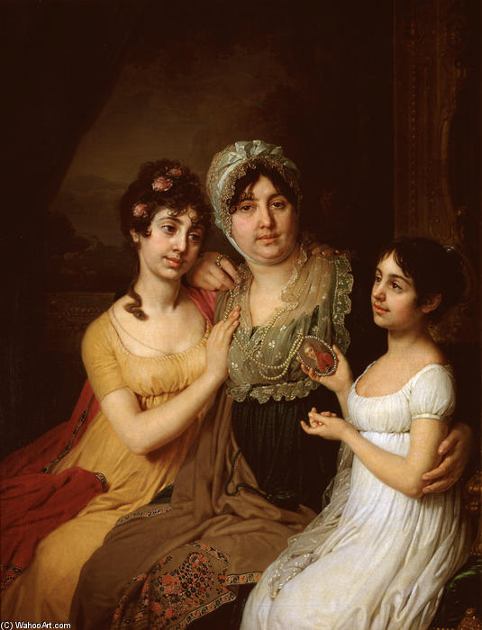 Wikioo.org – L'Enciclopedia delle Belle Arti - Pittura, Opere di Vladimir Lukich Borovikovsky - Ritratto di AI Bezborodko con le figlie