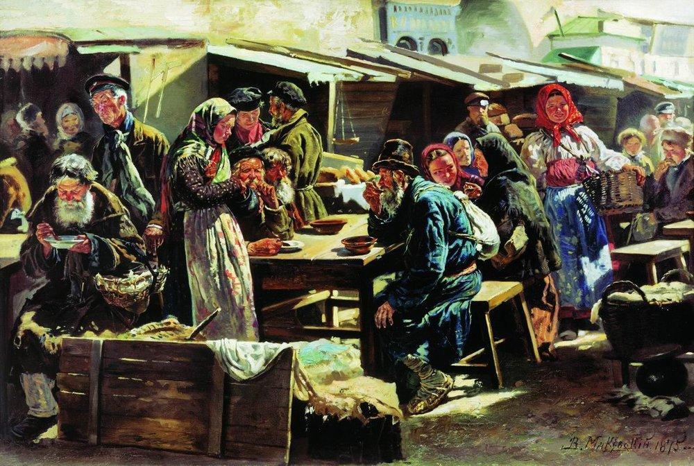 Wikioo.org - The Encyclopedia of Fine Arts - Painting, Artwork by Vladimir Yegorovich Makovsky - The Meal
