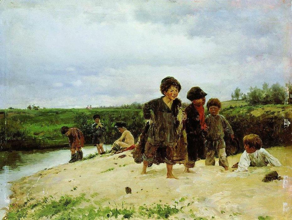 Wikioo.org - The Encyclopedia of Fine Arts - Painting, Artwork by Vladimir Yegorovich Makovsky - From the rain