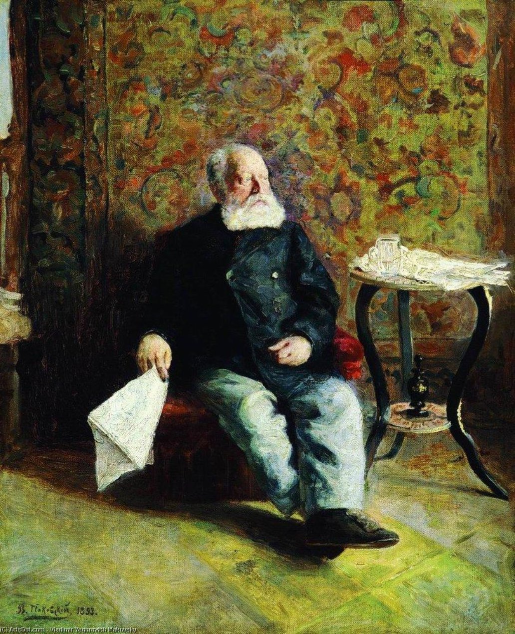 Wikioo.org - The Encyclopedia of Fine Arts - Painting, Artwork by Vladimir Yegorovich Makovsky - At the porter's room